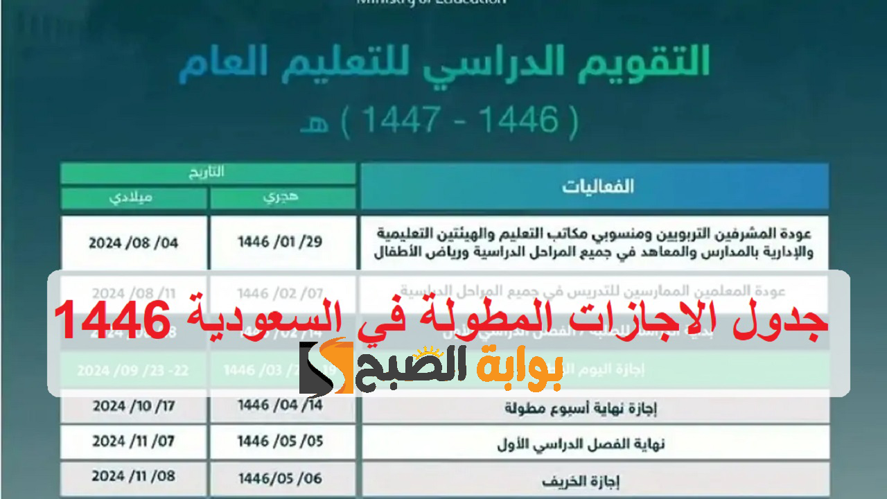 التقويم الدراسي والإجازات المطولة 1446