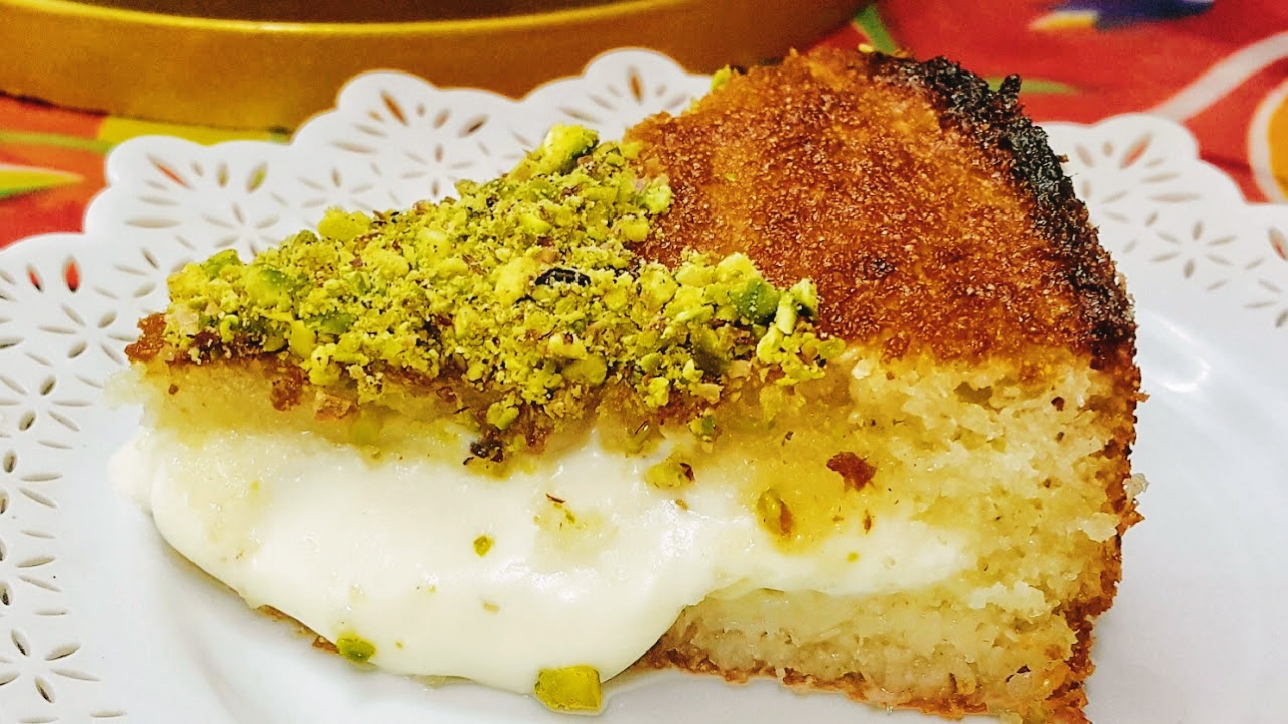 طريقة بسبوسة قشطة سميد