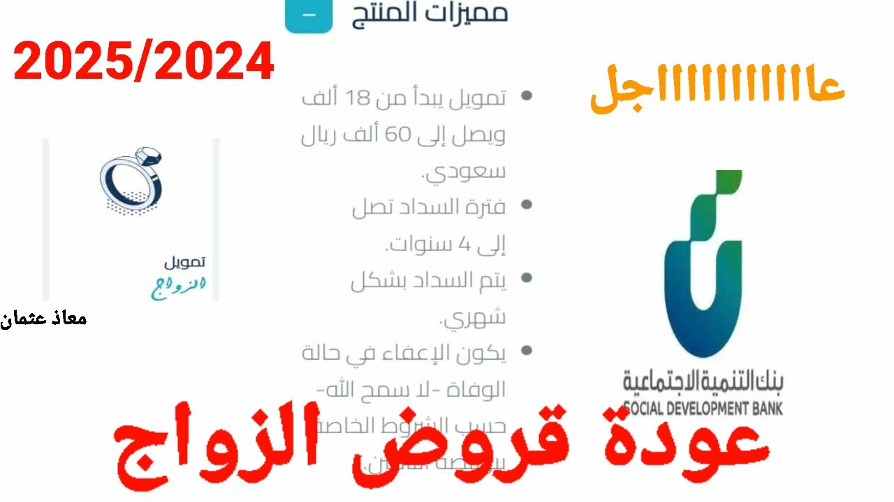 تفاصيل “عودة قروض الزواج” من بنك التنمية الاجتماعية السعودي 2024 والشروط المطلوبه للتقديم