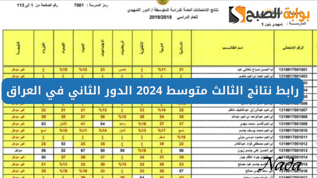 نتائج الثالث متوسط 2024 الدور الثاني pdf