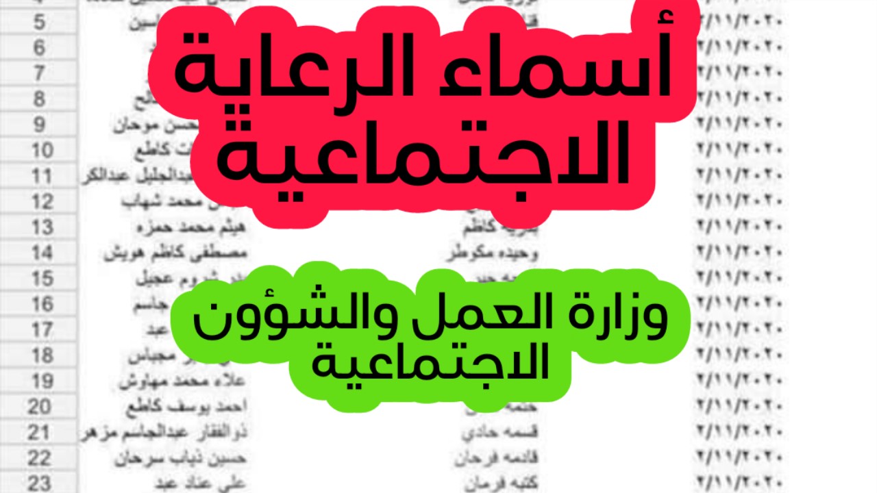 الاستعلام عن أسماء المشمولين في الرعاية الاجتماعية الوجبة الأخيرة