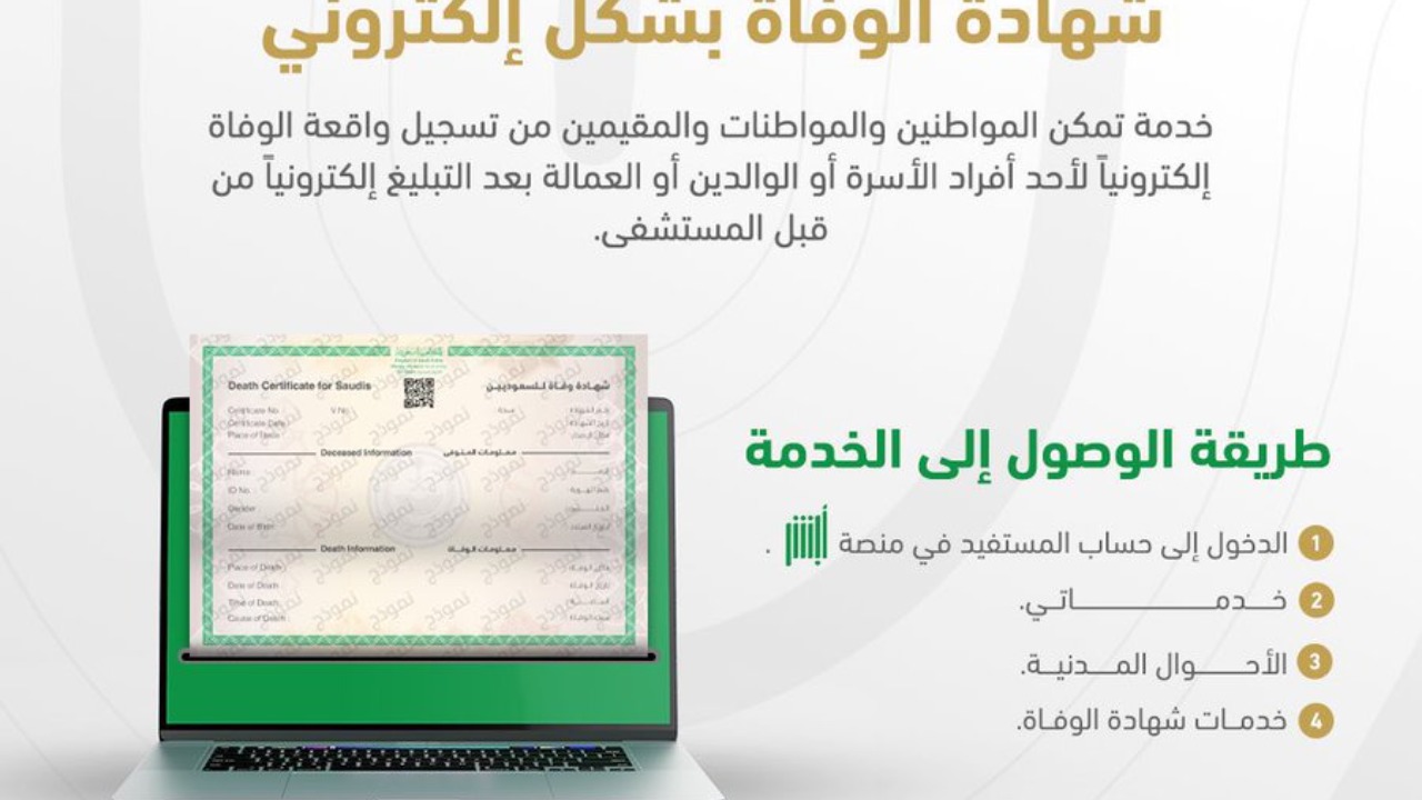 كيفية إصدار شهادة وفاة عبر أبشر 1446