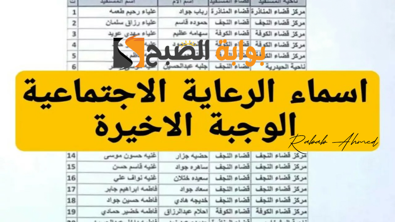 اسماء الرعاية الاجتماعية الوجبة الأخيرة