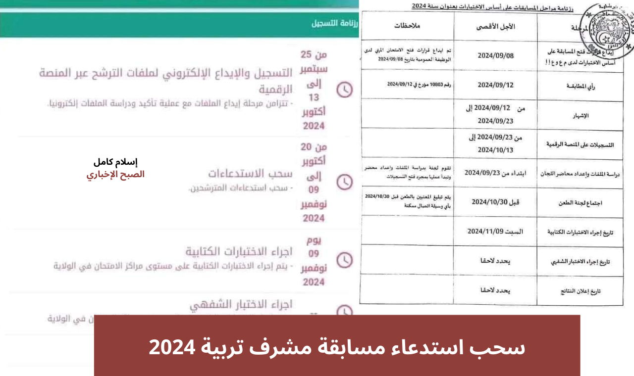 سحب استدعاء مسابقة مشرف تربية