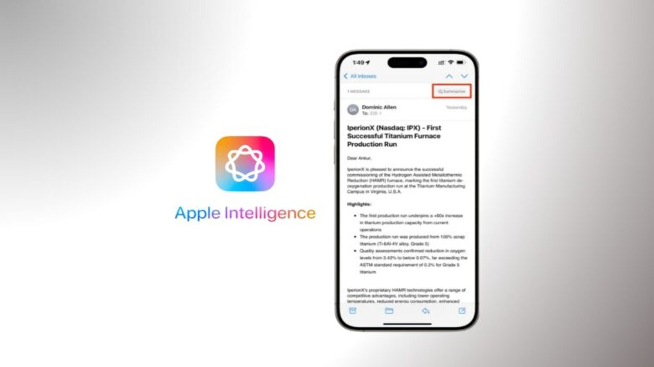 ذكاء اصطناعي.. تلخيص رسائل البريد الإلكتروني في تحديث iOS 18.1
