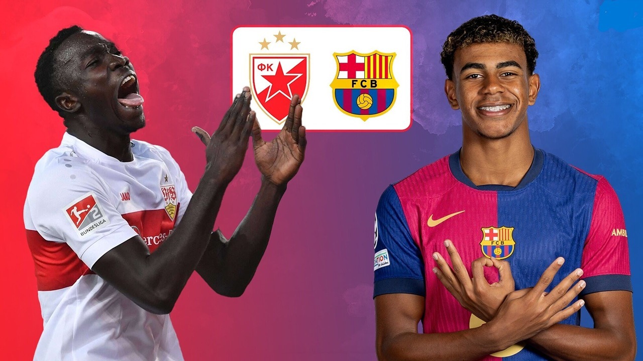 القنوات الناقلة لماتش برشلونة وسرفينا زفيزدا اليوم في دوري أبطال أوروبا 2024-2025