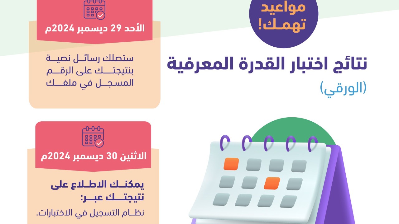 متي تظهر نتيجة اختبار القدرة المعرفية 1446