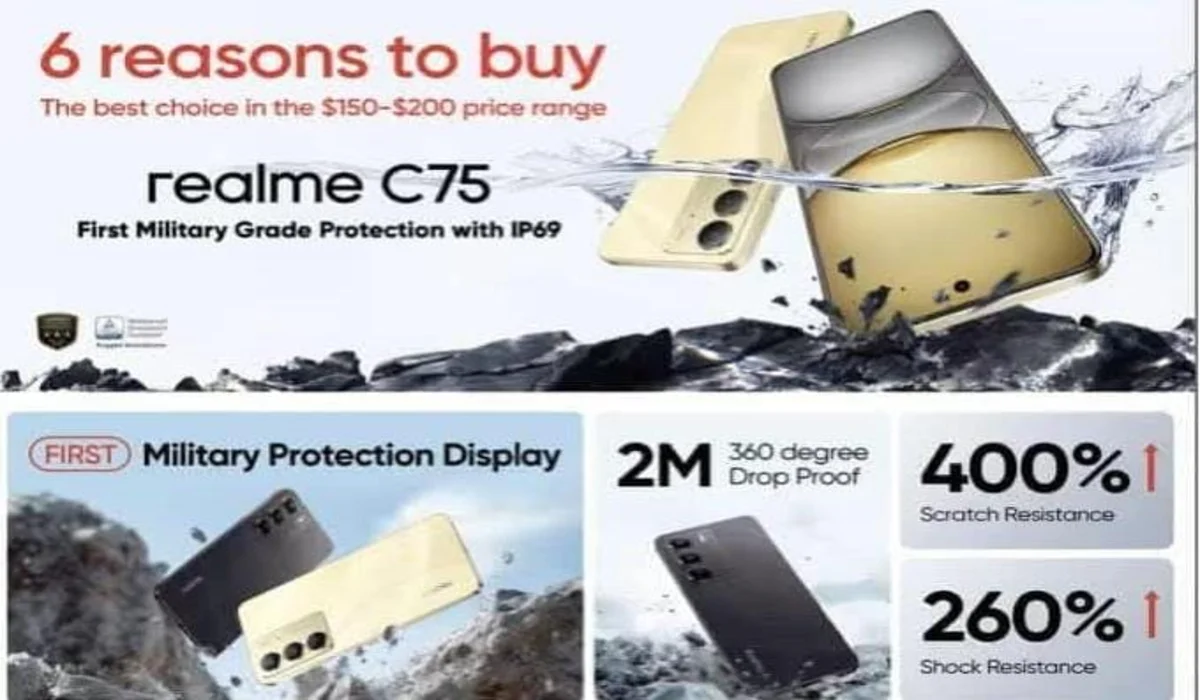 ريلمي تزيح الستار عن هاتفها الجديد Realme C75 مقاوم للماء وبكاميرا 50 ميجابيكسل 