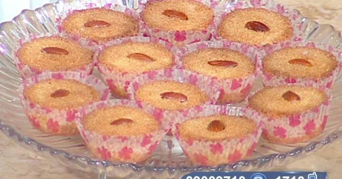 طريقة عمل كب كيك البسبوسة بجوز الهند