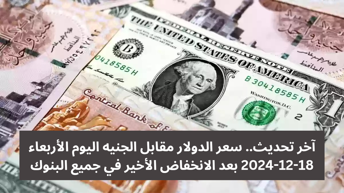 سعر الدولار مقابل الجنيه اليوم الأربعاء