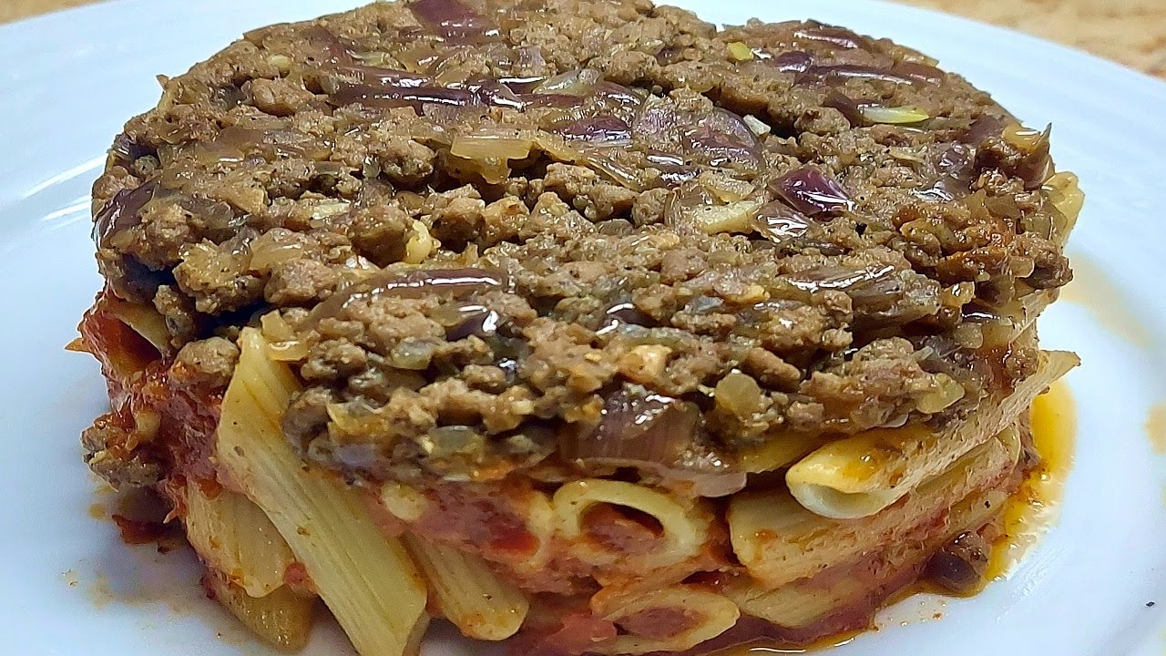 طاجن المكرونة باللحمة