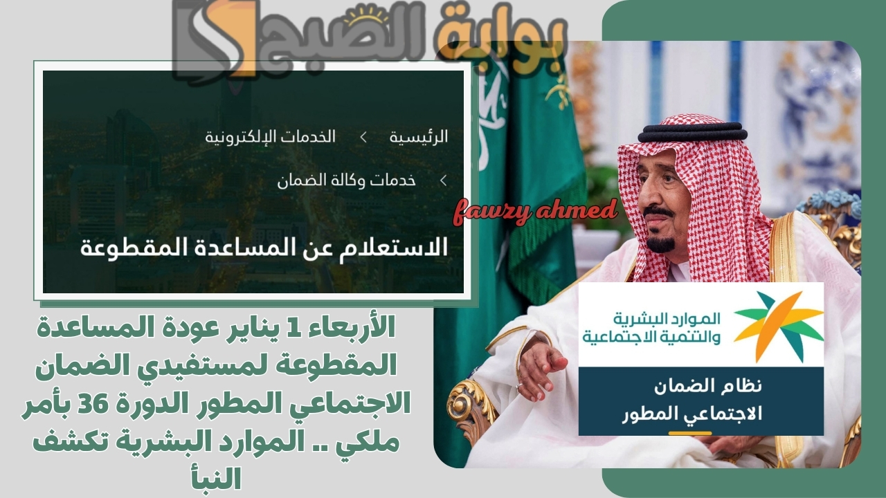 الأربعاء 1 يناير عودة المساعدة المقطوعة لمستفيدي الضمان الاجتماعي المطور الدورة 36 بأمر ملكي .. الموارد البشرية تكشف النبأ
