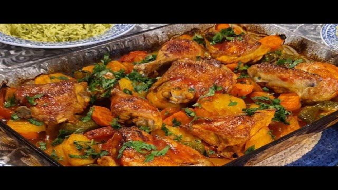 عمل طبق الدجاج بالخضار