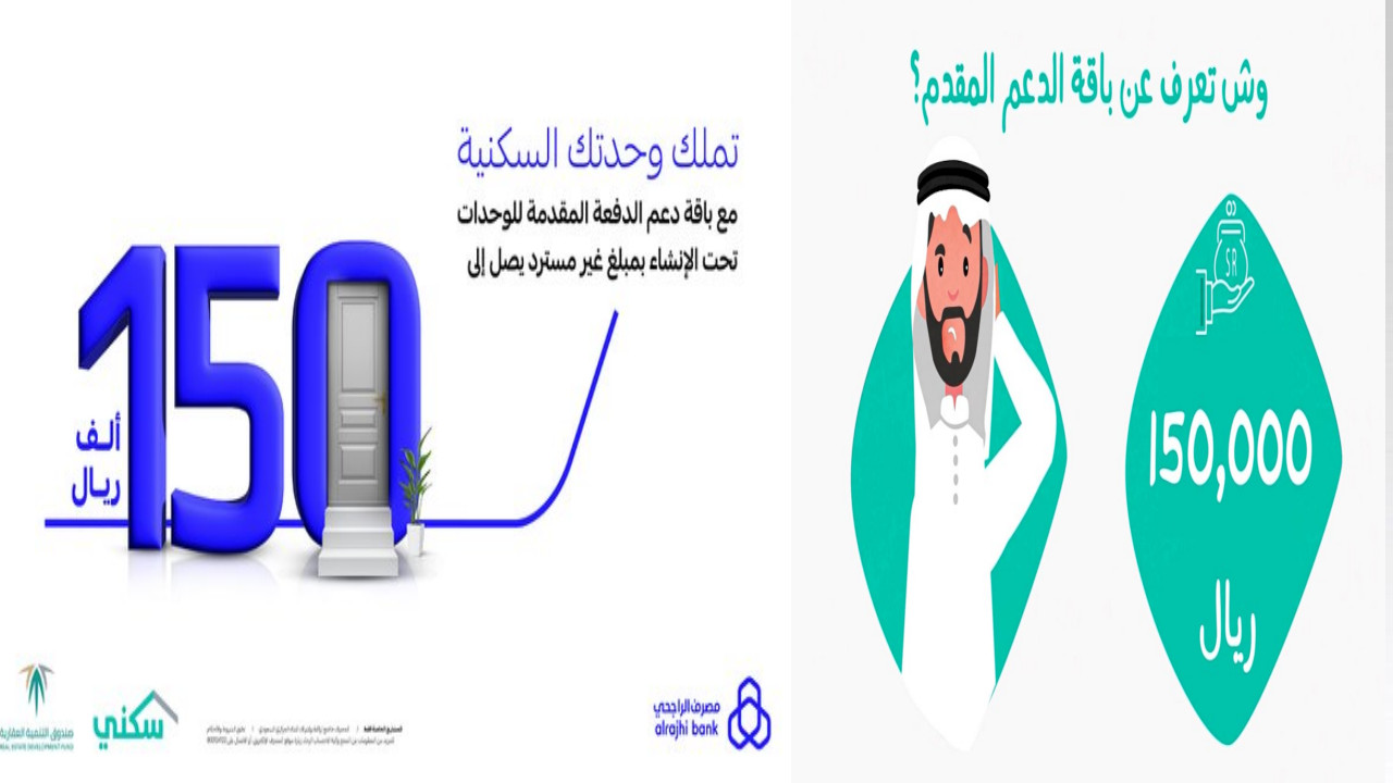 دعم سكني غير مسترد من الراجحي بقيمة 150 ألف ريال