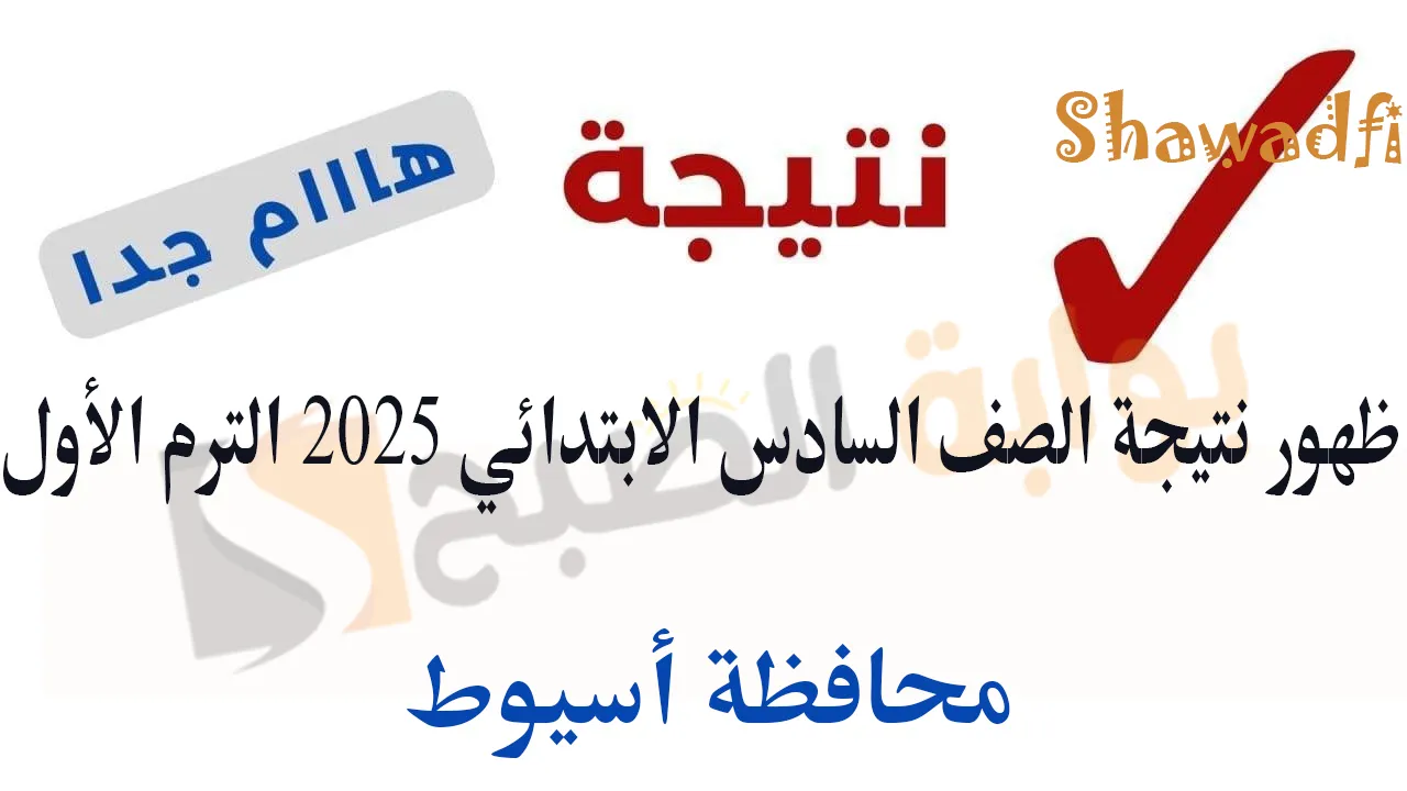 ظهور نتيجة الصف السادس الابتدائي 2025 الترم الأول بالاسم ورقم الجلوس في أسيوط