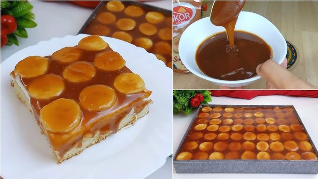 كيكة الموز بالكراميل