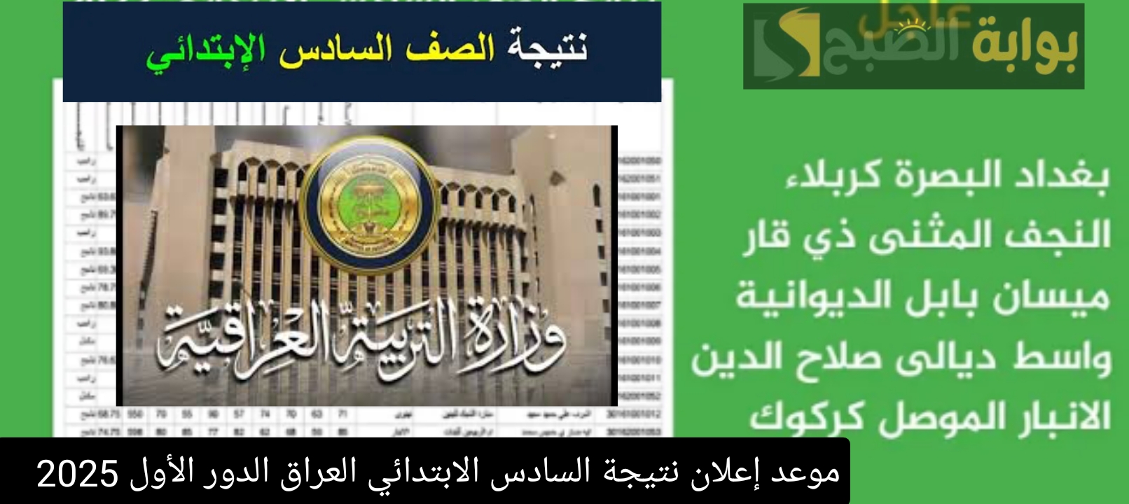 موعد إعلان نتيجة السادس الابتدائي العراق الدور الأول 2025