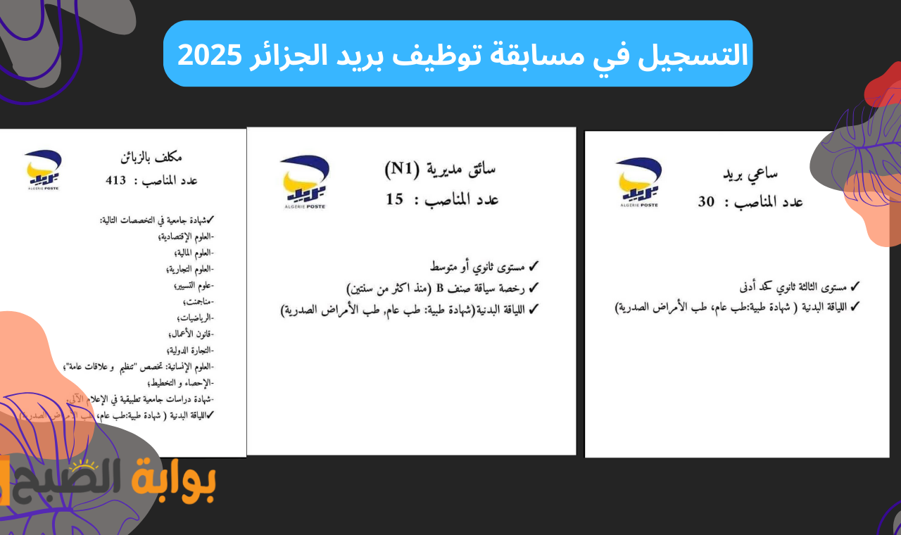 التسجيل في مسابقة توظيف بريد الجزائر 2025
