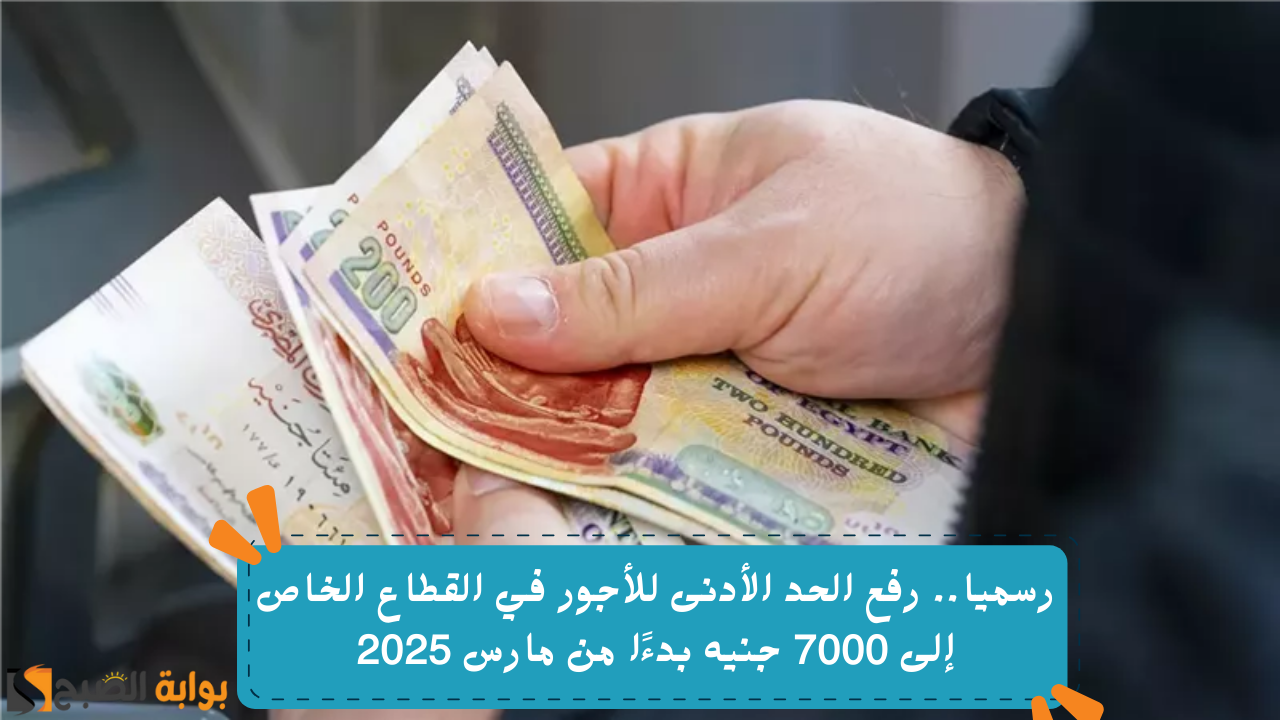 رسميا.. رفع الحد الأدنى للأجور في القطاع الخاص إلى 7000 جنيه بدءًا من مارس 2025