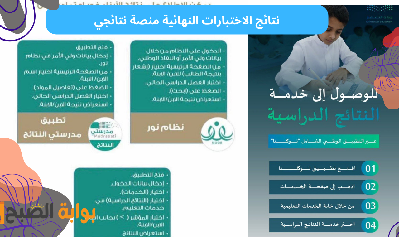 نتائج الاختبارات النهائية منصة نتائجي