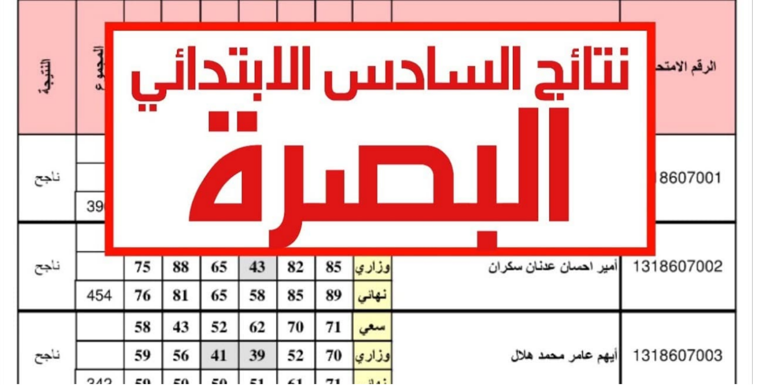 نتائج السادس الابتدائي 2025 محافظة البصرة