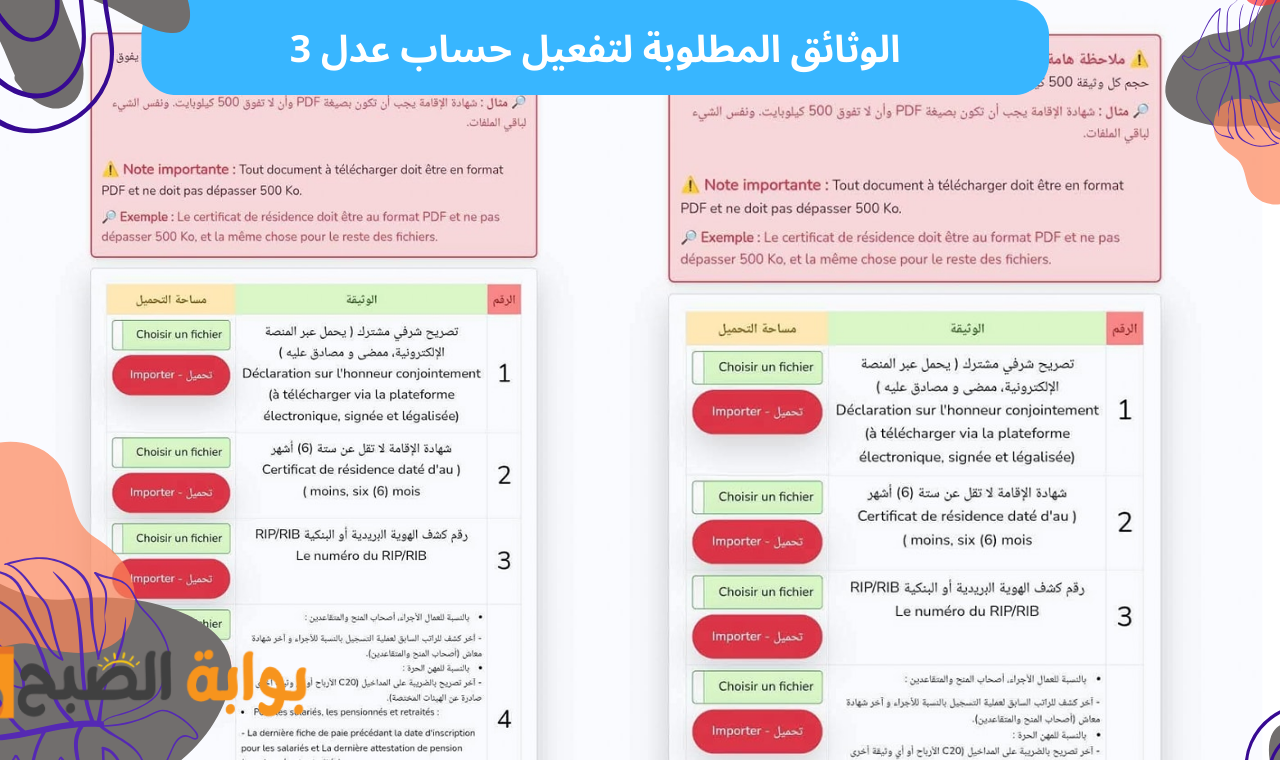 الوثائق المطلوبة لتفعيل حساب عدل 3